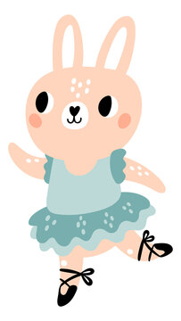 Cute bunny ballerina. Little animal kid character