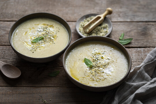 soupe velout&eacute; poireaux pomme de terre graines et cr&egrave;me