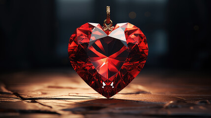 A Red diamond heart a vintage symbol embodying love and passion. Perfect for weddings or anniversaries, this charming key unlocks emotions, adding sentimental value to cherished moments.