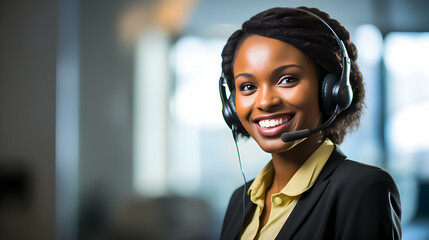African woman call centre operator.