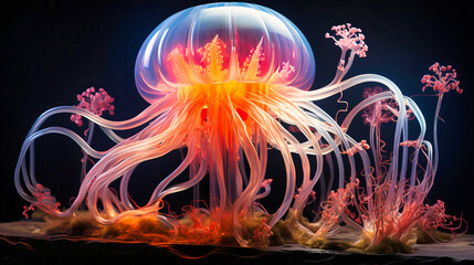 Obraz premium Deep-sea exploration showcasing unknown marine lifeforms