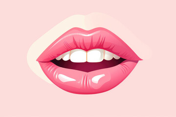 Woman's mouth vector, elegantly designed in a minimalist flat style for Valentine's Day.