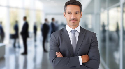 Fototapeta premium Confident Businessman in Corporate Environment. Generative AI