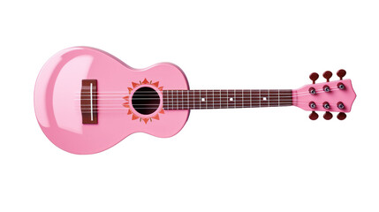 A pink ukulele on the transparent background