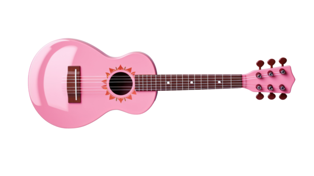 A pink ukulele on the transparent background - Powered by Adobe