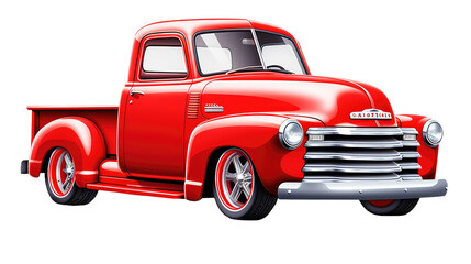 Red pickup truck on a transparent background - Powered by Adobe