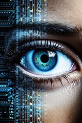 Cybernetic eye closeup. Future technology. Ai Generative - obrazy, fototapety, plakaty