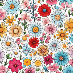 Fototapeta na wymiar Background with set of flowers