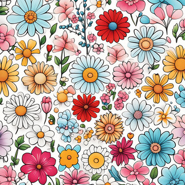 Background with set of flowers