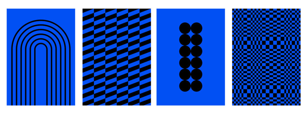 Y2k style prints for cover navy blue and black. Template for Rave posters. Checker board print. Trendy stickers. Retro elements. Flat design. zine aesthetic. Vectored shapes, retro vibes. 