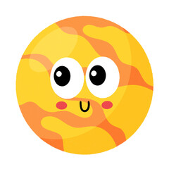 Mars planet cartoon icon.