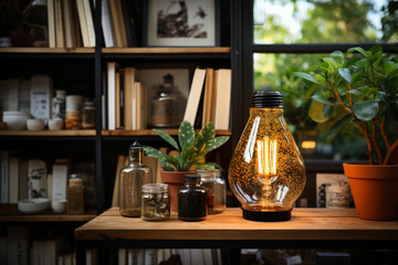 Room interior design with poster mockup