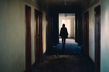 silhouette of a person in a corridor