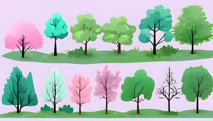 Set of trees - Illustrations of Different Trees