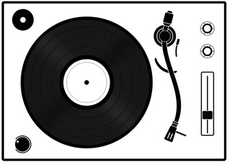 Record player / turntable (phonograph) illustration. Design element for websites, print and other graphics.