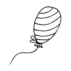 Inflatable balloon on a string on white background.
