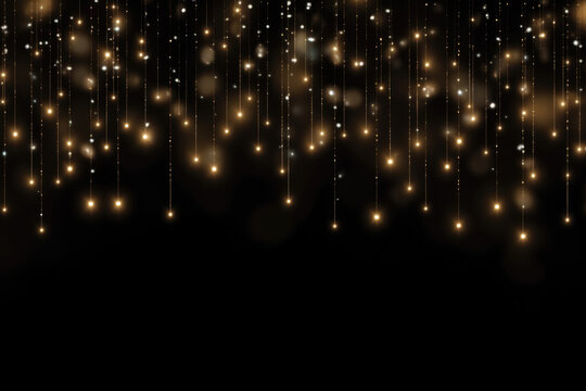 Golden holiday glowing backdrop. Defocused bokeh background