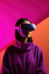 Women use Virtual Reality (VR) devices with amazed expressions