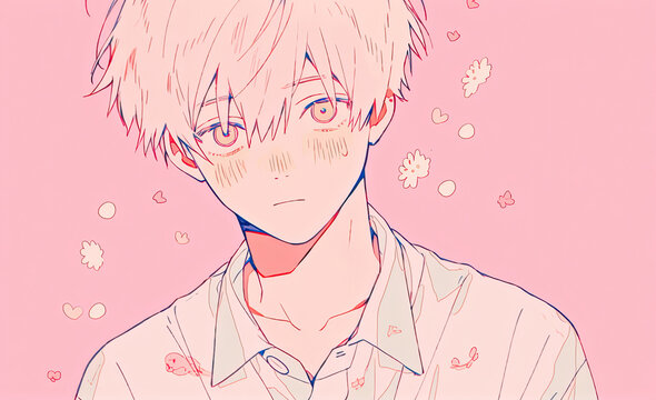 Anime Man On Blush Color Background