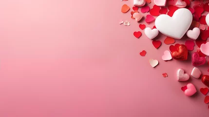Zelfklevend Fotobehang hearts on a pink background © Nazira