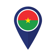 Flag of Burkina Faso flag on map pinpoint icon isolated blue color