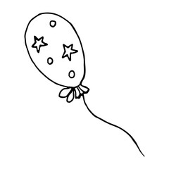 Inflatable balloon on a string on white background.