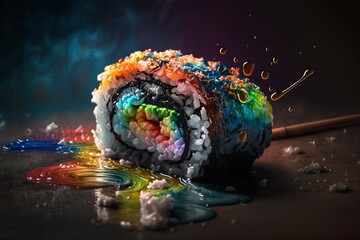 Nigiri sushi  Grafika kolorowa surrealistyczna obraz Generative AI
