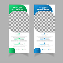 Abstract shapes medical roll up display banner set