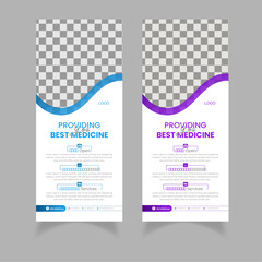 Modern and minimal medical roll up banner display | Standard size | Blue and Purple colors