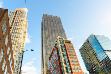 High rise apartment and office buildings on a clear spring day