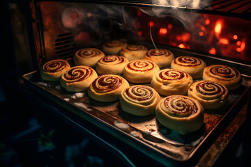 Baking Date Filled Pinwheel in the Oven, christmas season