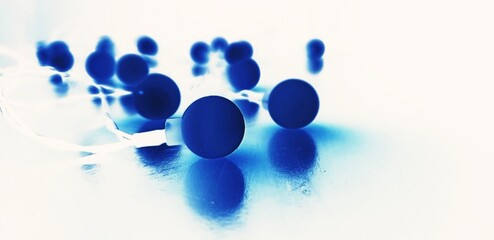 Christmas decoration , Christmas balls , garland decor , blue balls on the white background 