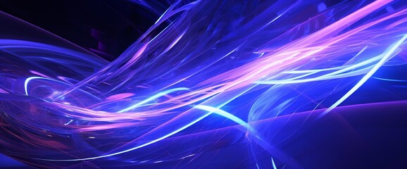 3d render, abstract futuristic neon background, speed of light, ultra violet rays, cyber network glowing lines, space and time strings, twisted electromagnetic vortex