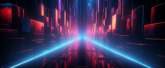 3d render, abstract neon background with colorful glowing lines. Technology wallpaper