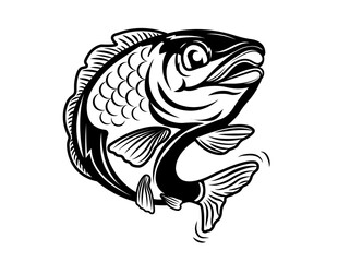 Illustrated Vector Cartoon Fish Art Silhouette 
