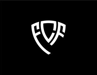 FCF creative letter shield logo design vector icon illustration