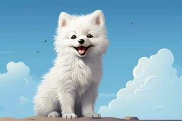 Foto op Canvas cute smiling arctic fox - illustration © Salander Studio