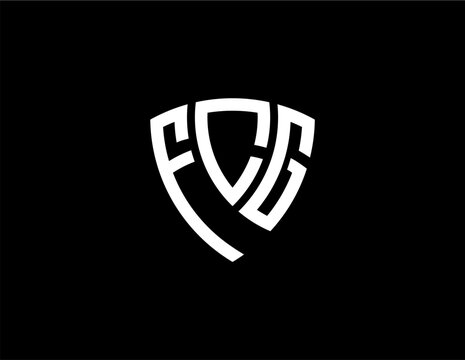 FCG creative letter shield logo design vector icon illustration