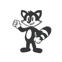 black and cartoon mouse _ black and white fox _ outline artwork _ vector illustration _ fox animal cartoon
