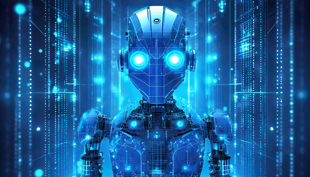 Futuristic looking AI robot. Generative AI