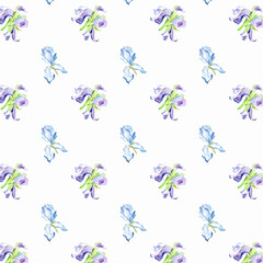 Watercolor purple pastel irises Hand drawn illustration with flowers for design or wrapping paper Floral print for wallpaper. 