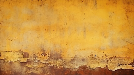 Obraz premium Retro vintage yellow background rust brown grunge texture. Generative AI