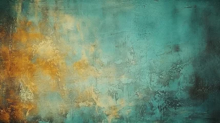 Fotobehang Abstract of watercolor in turquoise color. Generative AI © MdMaruf