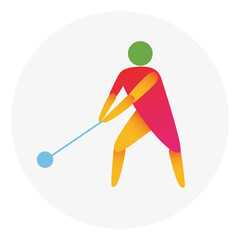 Hammer throw competition icon. Colorful sport sign.