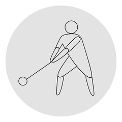 Hammer throw competition icon. Sport sign. Line art.