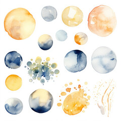 Obraz na płótnie Canvas Colorful Abstract Watercolor Clipart Texture Set On White Background, Gold And Black Watercolor Clipart. Brush Stroke Splash. Generative AI 