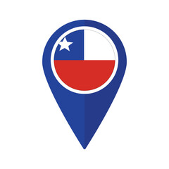 Flag of Chile flag on map pinpoint icon isolated blue color