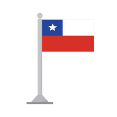 Flag of Chile on flagpole isolated
