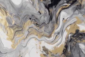 Minimalist gray marble canvas abstract painting background with gold texture. Generative AI