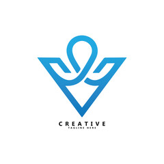 V letter location shape logo design